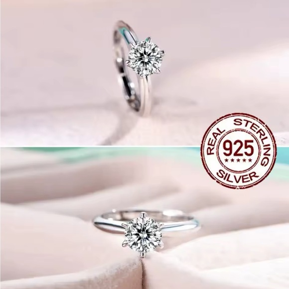 Stunning 925 Sterling Silver Classic Solitaire Engagement Ring - Picture 9 of 12